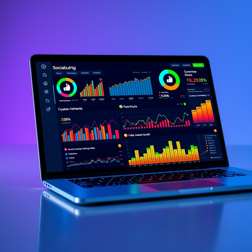 Social media dashboard showing analytics and engagement stats